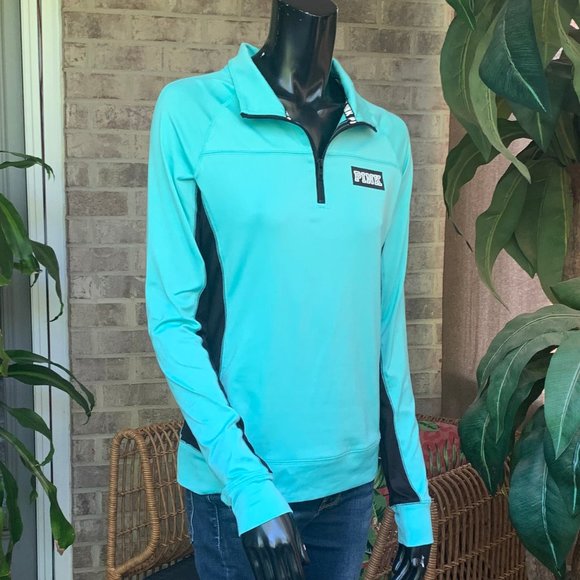 PINK Victoria's Secret Ultimate Zippered V-Neck Long Sleeve Pull Over Top - Picture 5 of 13
